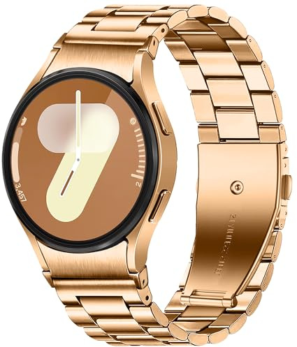 Ocaer Edelstahl Armband Kompatibel mit Samsung Galaxy Watch 7/FE/6/5/4 40mm 44mm, Galaxy Watch 6/4 Classic 43mm 47mm/42mm 46mm, 5 pro 45mm, 20mm Metall Armband für Herren Damen(Rosegold)