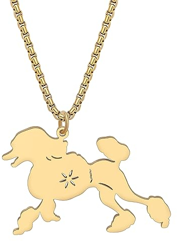 DALANE Edelstahl Niedlich Golden Retrieve Hund Halskette 18K Vergoldet Anhänger Welpen Haustiere Schmuck Dobermann Geschenke für Frauen Mädchen Hundeliebhaber (Vergoldeter Pudel)