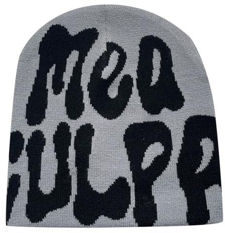 Y2k Beanie Mütze Herren Damen Teenager Y2k Cap Winter Knit Skater Beanie Mütze Hip Hop Strickmützen Baumwolle Spider MEA Culpa Printed Y2k Beanie Cap Hat Pink Harajuku Fashion