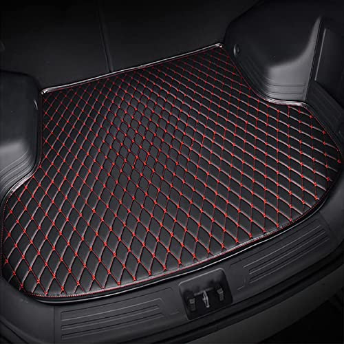 JJNIENUS Auto Leder Kofferraummatten Für Cupra Formentor 2020 2021 2022 2023, Allwetter Kofferraumwanne Cargo Schutzmatte Wasserdicht Kratzfest Teppich Innenraum Zubehör,D/Black-Red