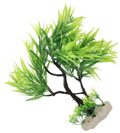 CIYODO Künstlicher Baum Für Aquarium Lebensnahe Dekoration Aquarienpflanze Aus Fischzubehör Grüner Baum Mit Spitzen Blättern Für Aquarienlandschaften