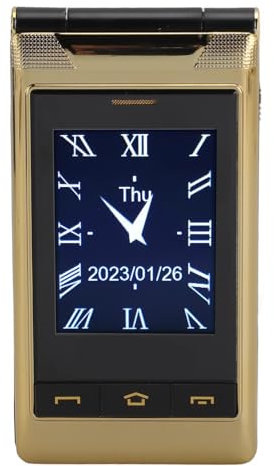 Yunseity Téléphone à Clapet, Téléphone Portable Senior Flip 4G en Alliage de Zinc pour l'extérieur (Gold)