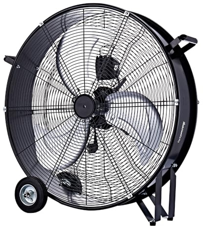 Melchioni Family | Ventilatore Industriale con Ruote, 3 Pale in Metallo, 3 Velocità, Diametro 60 cm, Maniglie e Ruote per Facile Trasporto, Colore Nero