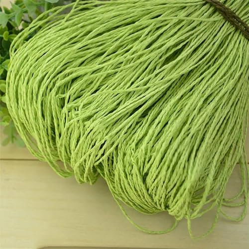 Hilo de paja de rafia natural de verano de 600 m, hilo de paja de papel de ganchillo, manualidades para hacer manualidades, para tejer sombreros, bolsos, cestas, material de ratán