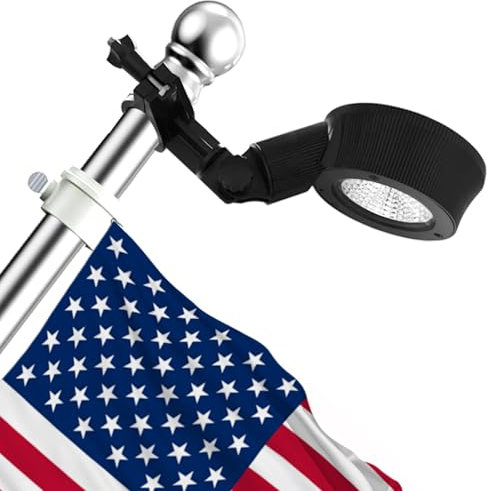 Solar Flag Pole Light, Bright White 6000k Flagpole Light Upgrade Solar Powered for Fits 0.8-1.2 Flag Pole,Tri-Color Solar flagpole Lights,Outside House Garden Yard American Flags Decor (Black)