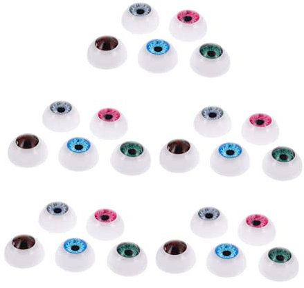 TEHAUX 50pcs Acrylic Doll Eyes Craft Supplies Realistic Round Eyes for Doll Making Multi Gray Green for Boys and Girls Adults