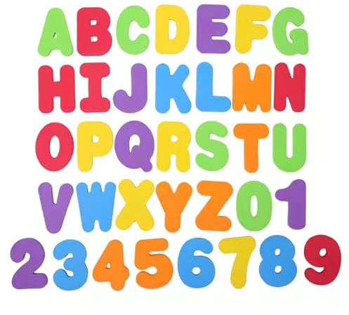 AYNKH 36 Pcs Schaumstoff-Buchstaben und Zahlen für Baby Lernen, Abnehmbare Pädagogische Bad Alphabet, Kreative Weiche Kinder Badespielzeug (Floating A-Z, 0-9)