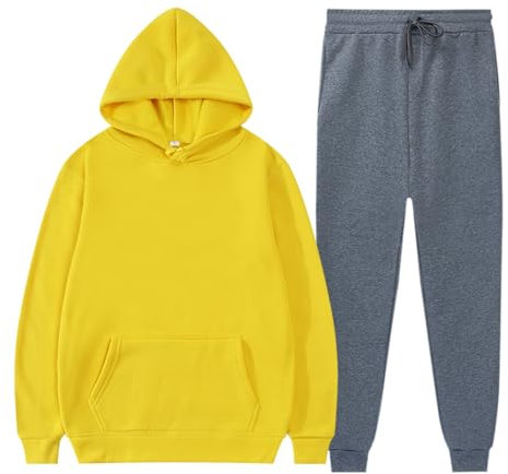 Ensemble à capuche uni pour homme, survêtement à capuche de couleur unie pour hommes, ensemble à capuche simple pour hommes, ensemble de sweat à capuche en polaire et de jogging pour homme, sweat à