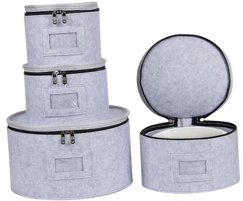 Set 4 Pezzi Contenitori per Piatti in Tessuto, Protegge Piatti e Stoviglie, Perfetto per Cucina e Campeggio