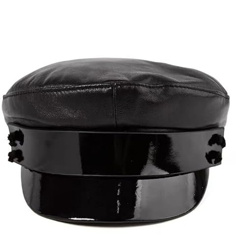 Frauen Männer Echtes Leder Hut Mädchen Echtes Schaffell Student Schule Caps Hüte Cool(XL 57 58cm)