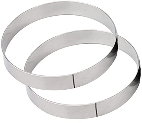 TOPBATHY 2pcs Anneaux De Pâtisserie en Acier Inoxydable pour Gâteaux Et Pizzas Outils De Cuisson Ronds De 20cm De Diamètre Hauteur 2cm Idéal pour Mousse Et Préparations Sucrées