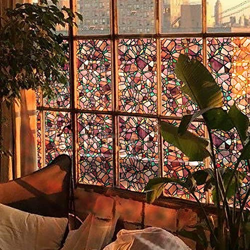 ChicSkin handgezeichnet Fensterfolie bunt Herbst Pop Kieselsteine 43X287CM | Original folie für fenster,Statische fensterfolie Wohnzimmer Schlafzimmer Küche Büro buntglas fensterfolie Fensterdekoration