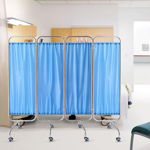 Generisch Mobile Room Divider with 4 Panels, Foldable on Wheels for Emergency Room, Clinic, Hospital, Divider, Privacy Screen