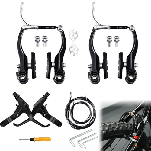 Set Freni Bici, Freni a V Brake per Biciclette, Set di Freno per Bicicletta, V Brake Kit Anteriore e Posteriore con Cavi Freno Bicicletta e Kit di Leve dei Freni per Mountain Bike e Bici da Strada