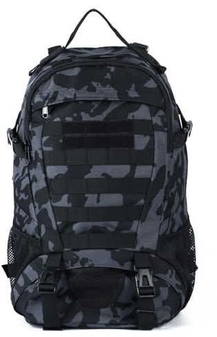 Freiesoldaten Sac à dos de randonnée 30L, Sac de voyage, Sac de jour, Sac de plein air, Sac de chasse, Sac de camping, Sac de trekking, Sac Molle, Sac à dos, camouflage bleu, 17 cm x 32 cm x 50 cm