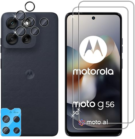 Lutree Vetro Temperato per Motorola Moto G56 5G, 2+2 Pezzi Pellicola Protettiva + Pellicola Fotocamera, 9H Vetro Protettivo Durezza, HD Senza Bolle Anti-Graffio Protezione Schermo