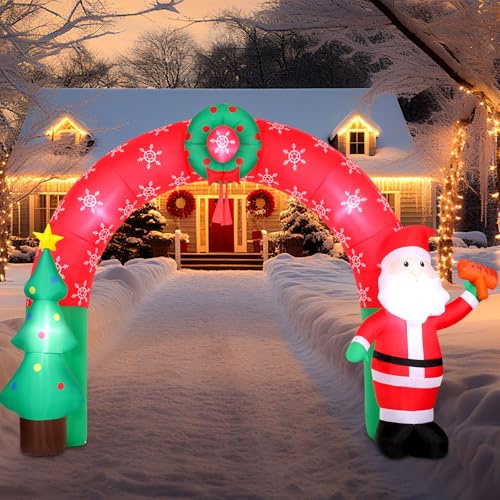 Victop Arco Gonfiabile Gigante di Natale Altezza 2,43 m Decorazione Gonfiabile Babbo Natale Albero con luci LED Integrate, Decorazione Natalizia per Esterni per Feste in Giardino