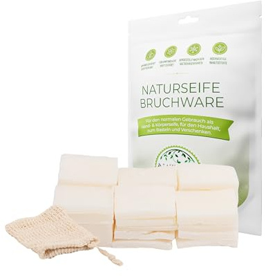 Nature Cosmétique® Bruchseife Birke – Für trockene Haut – Mit natürlichem Bienenwachs, Vitamin E – Kleine bis mittelgroße Bruchstücke – Handgefertigt in Deutschland
