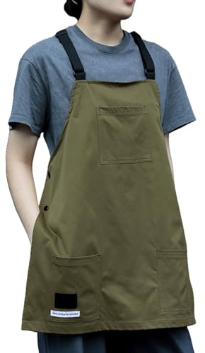 UncleS Delantal de cocina con bolsillo frontal ajustable para cocinar, hornear, servir, ropa de trabajo para baristas y restaurantes, B, Taille unique