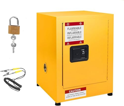 Garvee Armoire de Sécurité Anti-Feu 43x43x56 cm 60 L, Coffre Fort Résistant Anti-Déflagrant avec 2 Étagères Réglables Serrure à Clé, Étanche, Galvanisé
