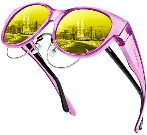 URUMQI Nachtfahrbrille Nachtbrille zum Autofahren Damen Herren | Auto Brille Gegen Blenden Gelbe Gläser