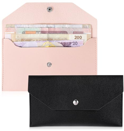 2 Stück Geldtaschen Banktasche PU Leder Geldscheine Aufbewahrung Wiederverwendbare Geldumschlag Geldtasche Damen Herren für Reisen Männer 17.5×9.7 cm