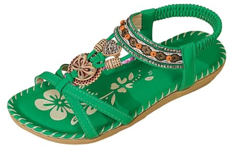 2026 sandali da donna estivi eleganti separatori per dita dei piedi scarpe comode piatte ortopediche con plantare traspirante slingback per vacanze al mare tempo libero, Verde, 36.5 EU