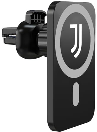 Head Case Designs Officially Licensed Juventus Football Club Plain Logo Icon Magnetic Car Mount with Wireless Charger 15W Fast Charging Compatible with MagSafe iPhone and Android Qi Devices (Black)