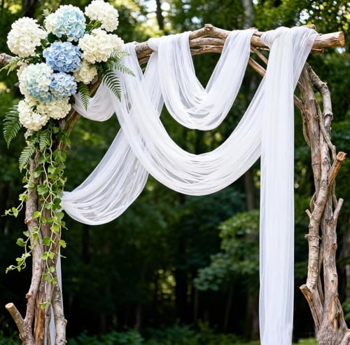 Soft Tüllstoff, 160cm Breite Organza Stoff Tüll Dekostoff Dekoband, Netzstoff Dekostoff Drapierstoff für Arbor Hochzeit Vorhang Hochzeitsbogen Freihanddeko Torbogen Zeremonie (Weiß, 500, Zentimeter)