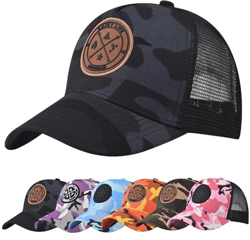 Enwokran Baseballkappe Herren Einstellbare Masche Rückseite Baseball Hut, Sommerhut Sonnenhut Sportlicher Draußen Kappen Hüte Gestickte Verstellbar Sonnenschutz Basecap (Schwarze Tarnung)