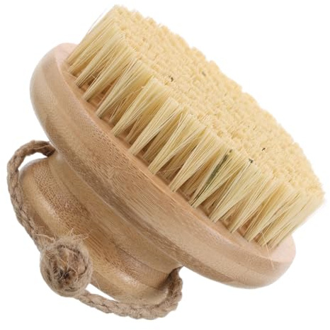 UKCOCO Spazzola da Bagno in Bambù con Setole in Sisal Naturale, Pennello Asciutto Esfoliante per Corpo e Schiena, Spazzola Portatile Antiscivolo per Rimozione Pelle Morta e Cura