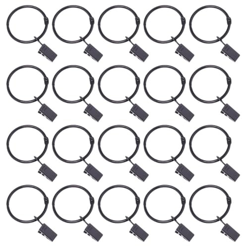 Sewroro 30pcs Black Iron Curtain Clips and Rings Multi-Functional Curtain Fixing Clamps for Shower and Window Drapes 3.2cm Diameter Sturdy Home Décor Hardware