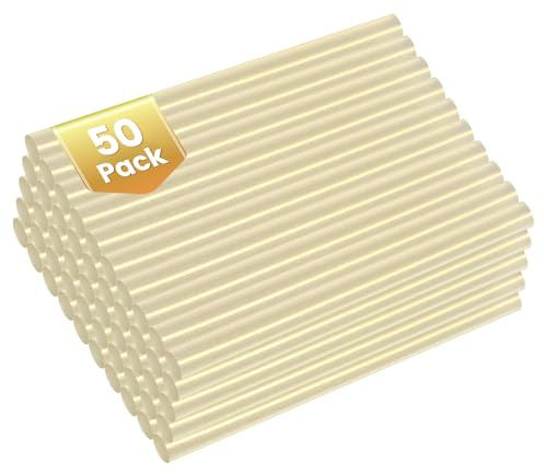 Lot de 50 bâtons de colle chaude jaune transparent, 0,7 x 9,4 cm, recharges de colle pour travaux manuels, bricolage et décoration d'intérieur
