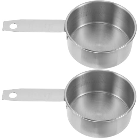 Healeved Lot de 2 cuillères doseuses pour croquettes de 125 ml (1/2 tasse), en acier inoxydable, pour chiens et chats.