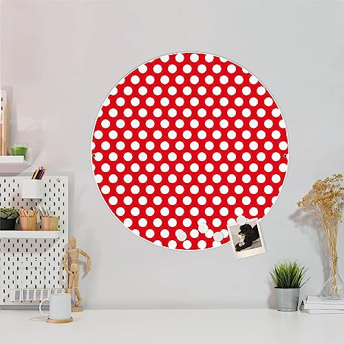 banjado Magnettafel Ø 47cm Weiß - Magnetwand aus Metall - Magnetpinnwand als Memoboard - Pinnwand Magnettafel Küche, Büro, Kinderzimmer inkl. 4 Magnete & Montageset - Punkte Rot