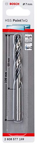 Bosch Accessories 2608577169 HSS PointTeQ (7 x 69 x 109 mm) - Punta Elicoidale per Trapano per Metallo, Acciaio, Fusione o Plastica, Grigio (Argento), Ø 7 mm