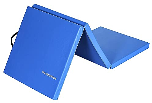 BalanceFrom 2-zoll Dicke Dreifach Faltbare Übungsmatte mit Tragegriff, Blau