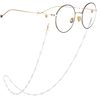 Yienate Bohemia Damen Brillenketten mit Perlen Brillen-Zubehör Brillen-Halter – Brillenband-Halter – Sonnenbrillen-Retainer Strap (Gold)
