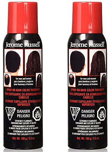 Jerome Russell Spray-On Hair Color & Thickener, Medium Brown – Instant Root Cover Up for Thinning & Fine Hair, Full Coverage, 3.5 oz, 2-Pack