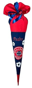 Glückspilz I Schultüte mit Namen personalisiert I FC Bayern München I Zuckertüte aus Stoff I mit Rohling I Rot