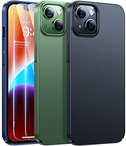 TORRAS 2025 Neu Ultra Dünn für iPhone 13 Hülle (mit 2 Schutzglas) Rundumschutz Exzellente Samtiger Griff Dünnes wie das Original Handyhülle iPhone 13 Schutzhülle Slim iPhone 13 Case Schwarz