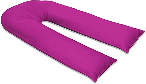 EliteKoopers 1Pcs 12ft U-Shaped PillowCase Cover Pregnancy Maternity Nursing Pillow Cover (Pillow Cover Only)(Fusia)