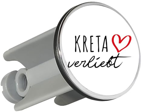 Huuraa Waschbeckenstöpsel Kreta verliebt Geschenk | Universal Stopfen 4cm höhenverstellbar Abflussstopfen Geschenkidee Stöpsel mit Motiv für das Waschbecken