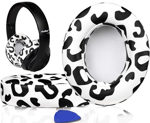SoloWIT Replacement Ear Pads Cushions for Beats Studio 2 & Studio 3 Wired & Wireless Headphones, Earpads with Soft Protein Leather, Noise Isolation Memory Foam - Snow Leopard