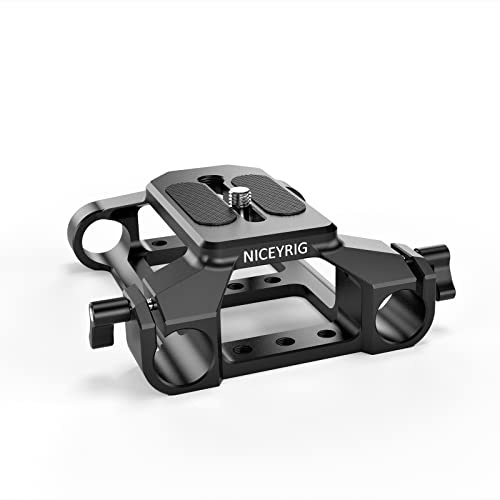 NICEYRIG Placa Base Ligera con Doble Abrazadera de Varilla de 15 mm para cámara Canon/Nikon/Sony/Panasonic, Jaula y trípode