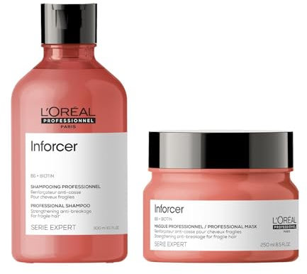 L'Oréal Professionnel Stärkendes Pflegeduo aus Shampoo und Haarmaske, Mit Vitamin B6 & Biotin für trockenes und brüchiges Haar, Serie Expert, Inforcer