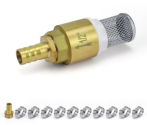 SRJQXH Clapet anti-retour d'eau en laiton 1,27 cm avec adaptateur, collier de serrage, pour jardin, fontaine, piscine