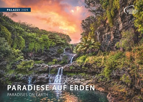 PALAZZI - Paradiese auf Erden 2025 Wandkalender, 70x50cm, Posterkalender mit brillanten Aufnahmen von Natur & Landschaft, hochwertige Panoramaaufnahmen, internationales Kalendarium: Paradises on Earth