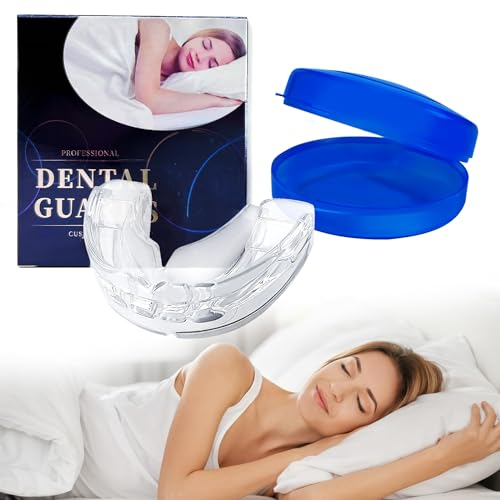 Anti Schnarchschiene, Schnarchstopper, Aufbissschiene, Zahnschiene Knirschen, Mundschutz zum Zähneknirschen mit Aufbewahrungsbox für Gegen Zähneknirschen und Schnarchen Männer Frauen