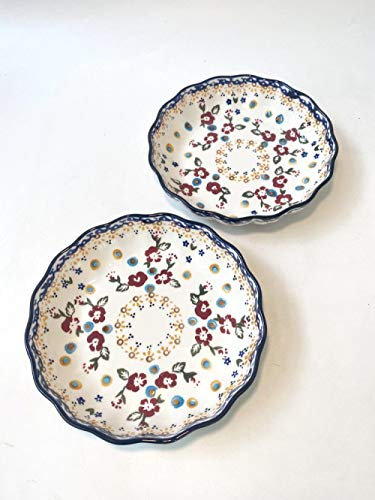YIHANSS Tableware Polish Porcelain Hand-Painted Ceramic Soup Bowl Household Plate lace Plate deep Plate Double Ear Plate Rice Bowl-C